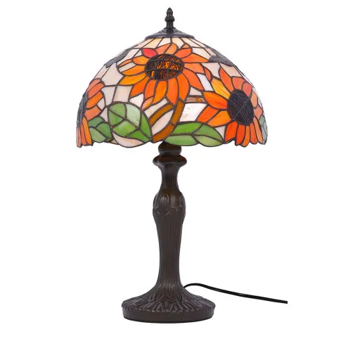 Lampa stołowa z witrażem w słoneczniki A660-Ahra