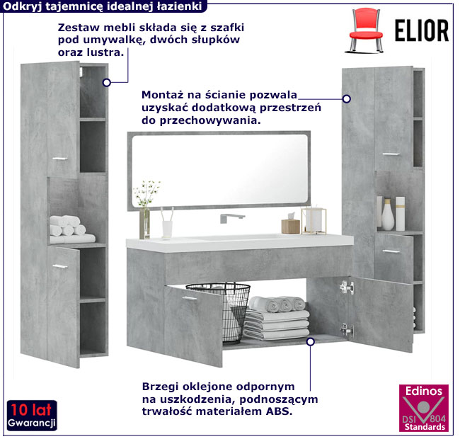 Zestaw mebli Amal szarość betonu