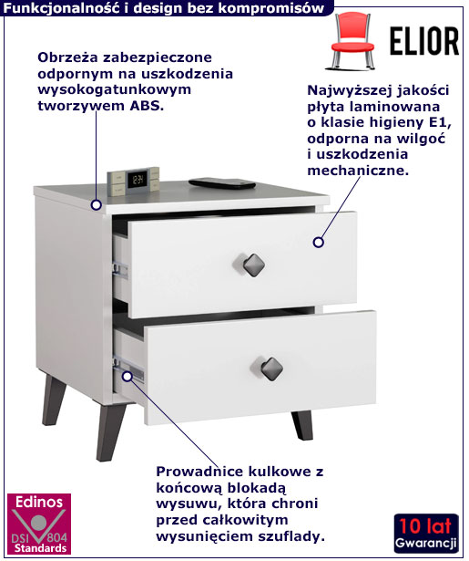 Biała szafka nocna Sanes 5X