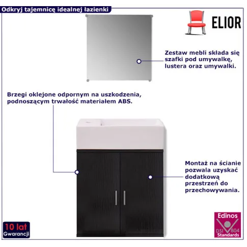 Komplet mebli łazienkowych Vilego 6X kolor czarny