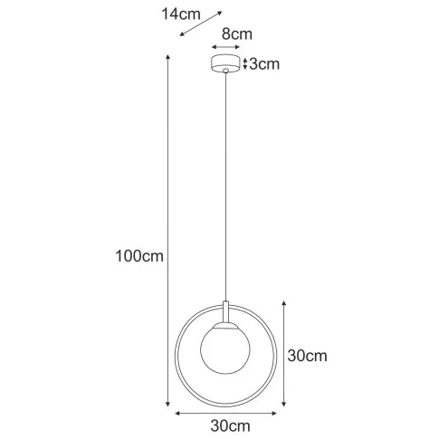 Rysunek z wymiarami lampy A667-Reya