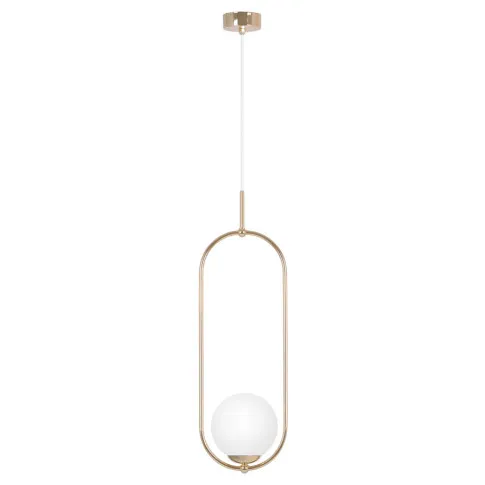 Lampa wisząca na złotej obręczy z białym kloszem A668-Reya