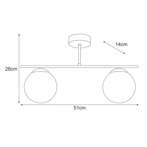 Rysunek z wymiarami lampy A671-Anra
