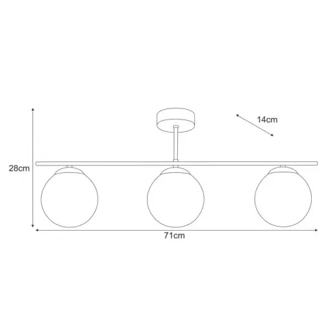 Rysunek z wymiarami lampy A672-Anra