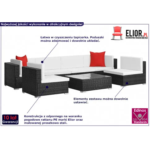 Czarno-śmietankowy zestaw 7-częściowy Bero 7B