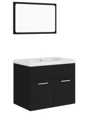 Komplet czarnych mebli do łazienki z umywalką 60 cm - Gihol 4X w sklepie Edinos.pl