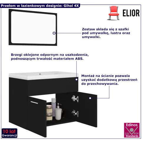 Komplet mebli łazienkowych Gihol 4X kolor czarny