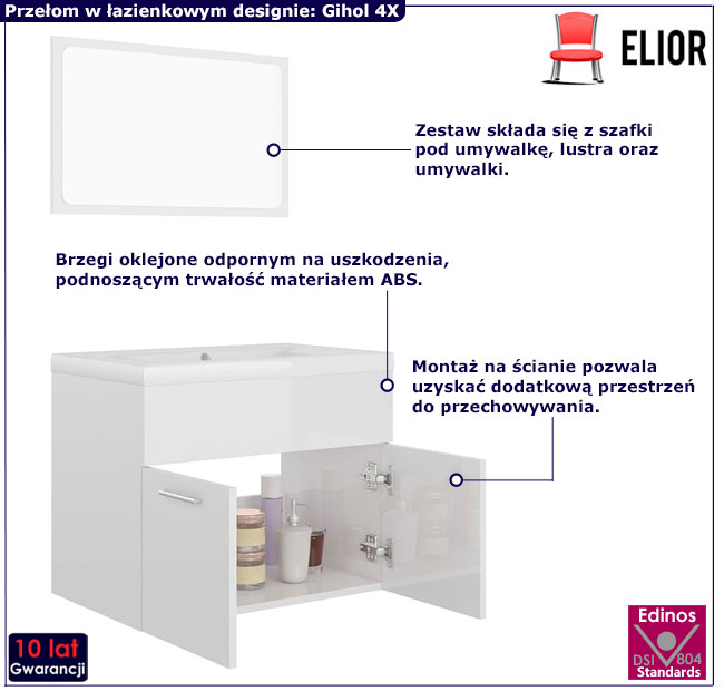 Zestaw mebli Gihol 4X biały połysk