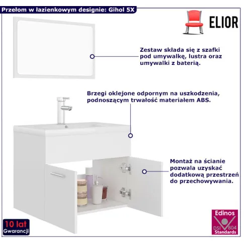 Komplet mebli łazienkowych Gihol 5X kolor biały mat