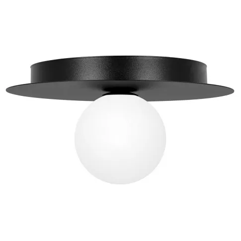 Czarna metalowa lampa sufitowa z okrągłym kloszem A678-Eria