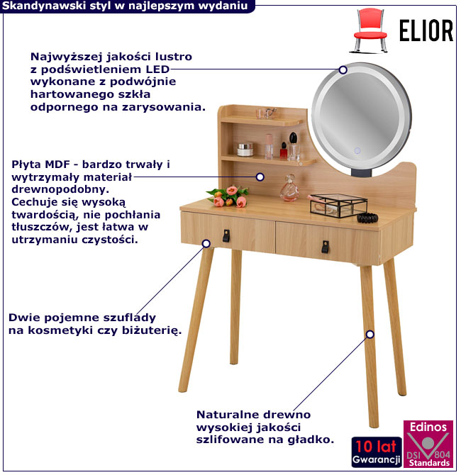 Toaletka z lustrem LED Cremi 3X