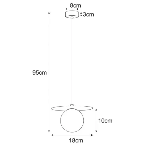 Rysunek z wymiarami lampy A679-Eria