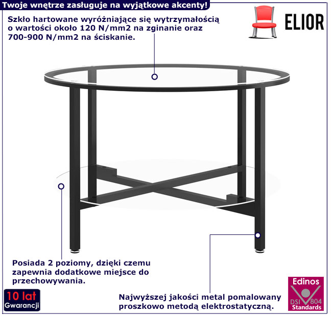Szklany stolik Tokio przezroczyty 