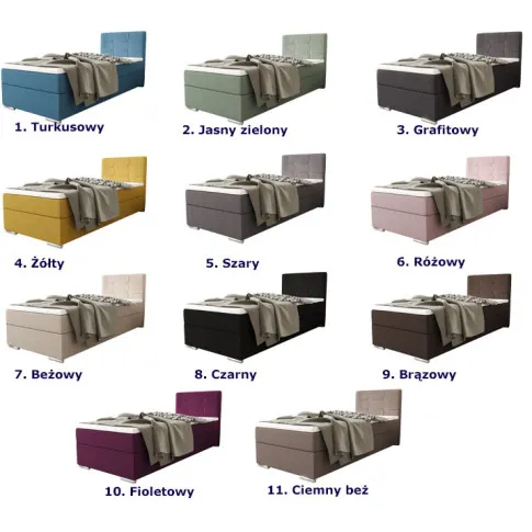 Kolory welurowego łóżka tapicerowanego Tisano 3X