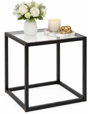 Czarny szklany stolik kawowy w stylu loft - Mercado w sklepie Edinos.pl