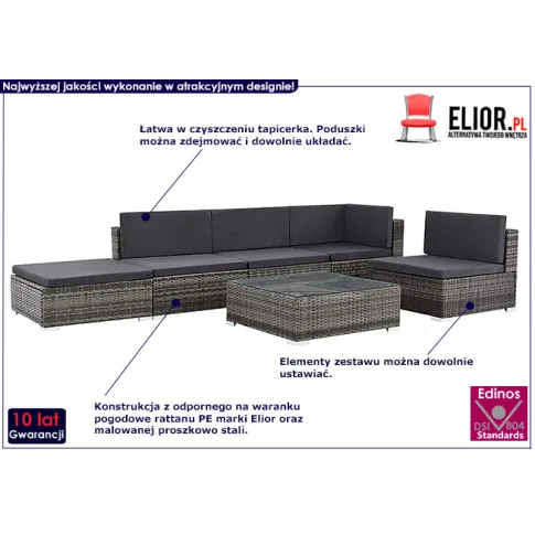 Szary zestaw ogrodowy 6-częściowy Bero 6B