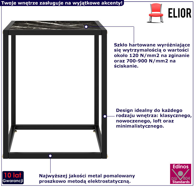 Szklany stolik Mercado czarny marmur