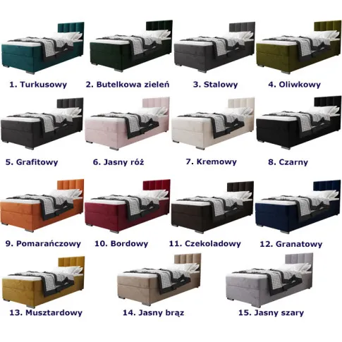 Kolory welurowego łóżka Tisano 5X