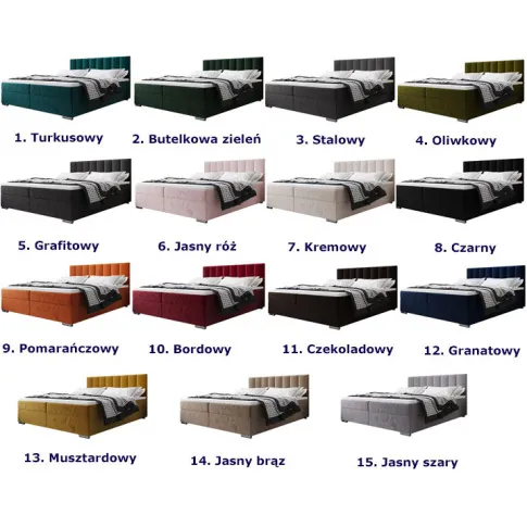 kolory lozka tapicerowanego pluszowego dwuosobowego z pojemnikiem tisano 6x
