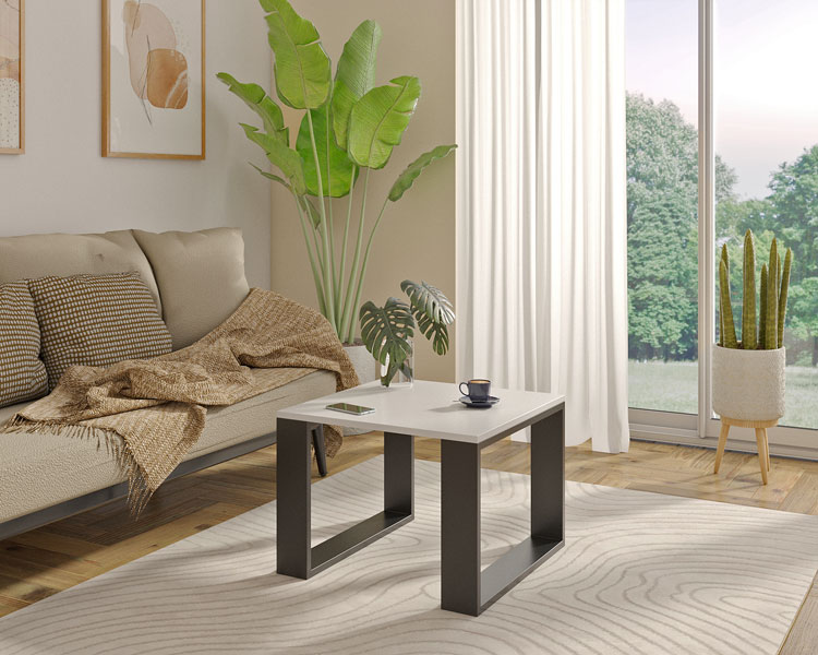 Biało-czarna minimalistyczna ława do salonu Juna 5X