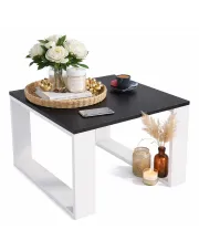 Nowoczesny kwadratowy stolik do salonu czarny + biały - Fareo 5X w sklepie Edinos.pl