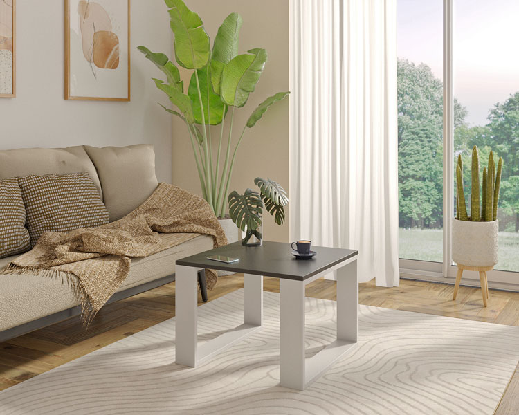 Czarno-biała minimalistyczna ława do salonu Juna 5X
