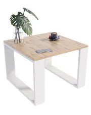 Kwadratowy stolik kawowy do salonu dąb artisan + biały - Juna 5X w sklepie Edinos.pl