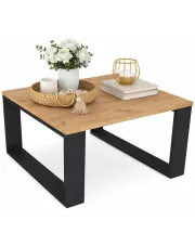 Nowoczesna kwadratowa ława kawowa dąb artisan + czarny - Fareo 5X w sklepie Edinos.pl