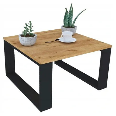 Nowoczesny stolik kawowy dąb artisan+czarny Juna 5X