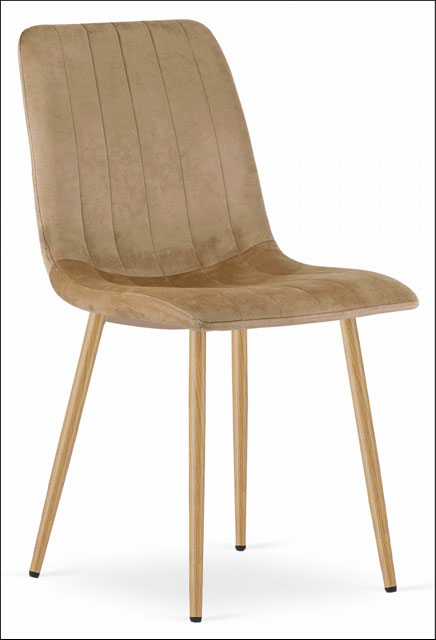 Brązowe krzesło metalowe tapicerowane z pionowymi przeszyciami Hallker 3X