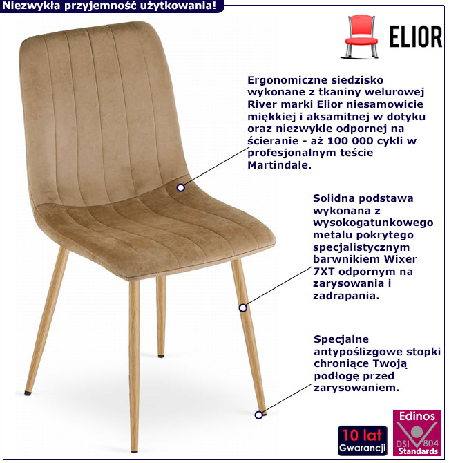 Brązowe welurowe krzesło do salonu Hallker 3X