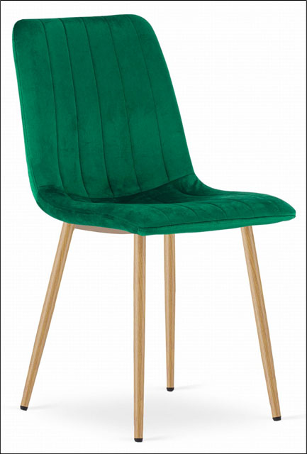 Ciemnozielone krzesło metalowe tapicerowane z pionowymi przeszyciami Hallker 3X