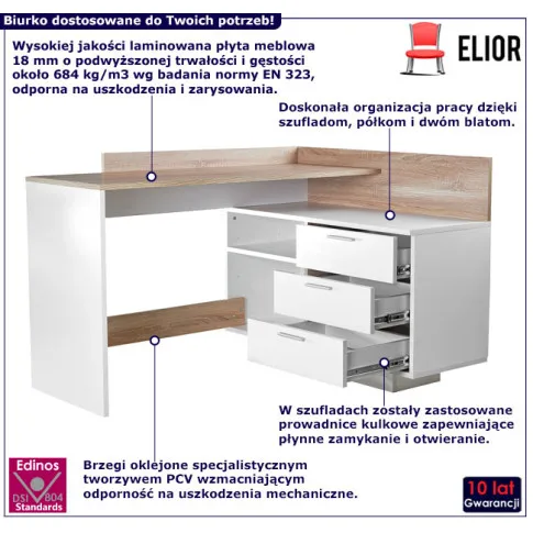 Młodzieżowe narożne biurko z 2 blatami Nestino 3X