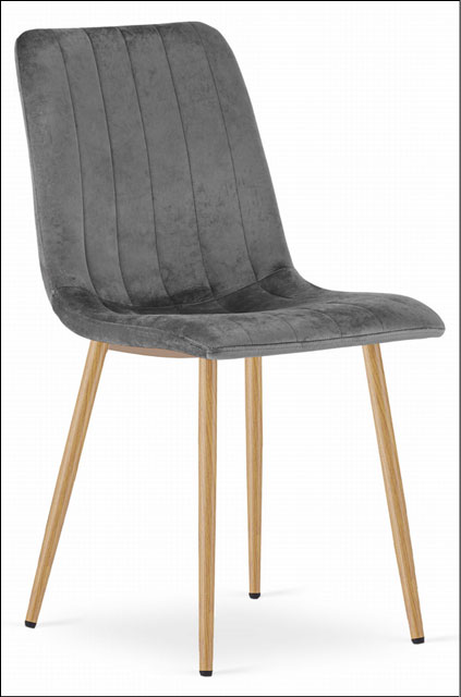 Welurowe krzesło metalowe do salonu Hallker 3X ciemny szary