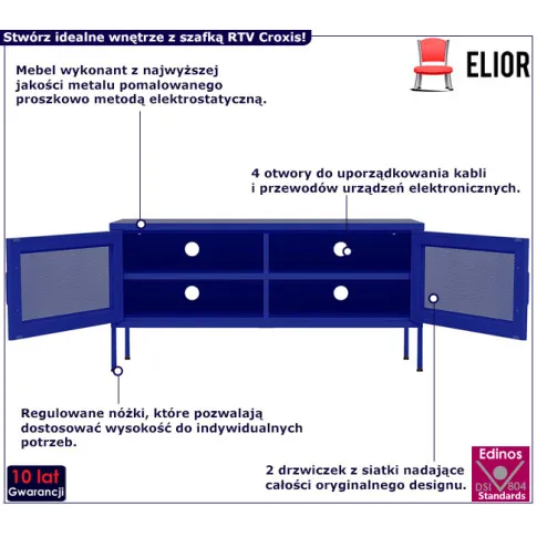 Metalowa szafka pod TV Croxis kolor niebieski