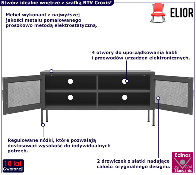 Antracytowa szafka RTV Croxi
