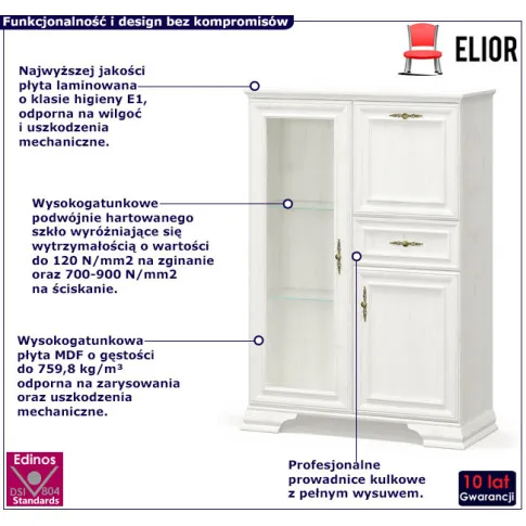Nowoczesna biała komoda z witryną Fiorno 6X