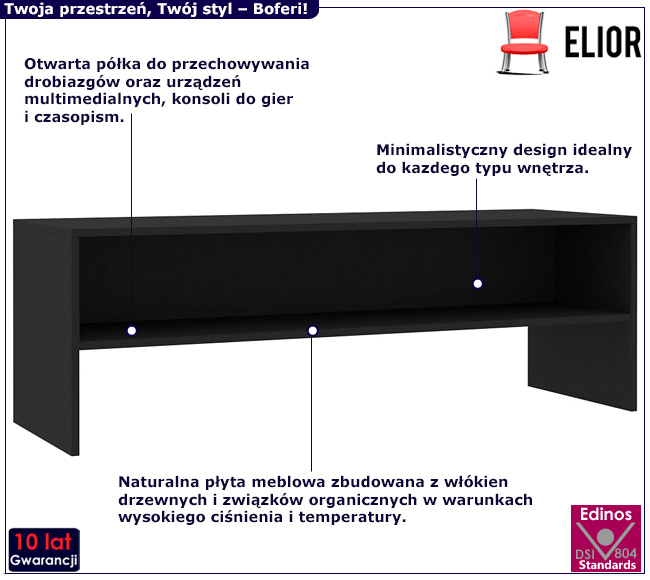 Czarna szafka RTV Sarsa