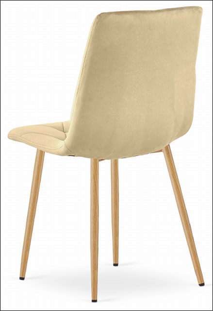 Beżowe welurowe krzesło metalowe tapicerowane Kivo