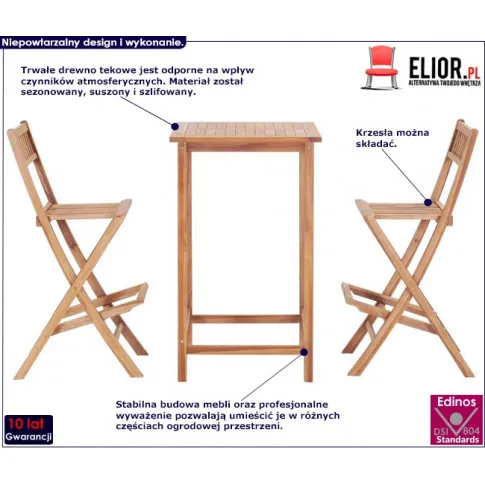 Zestaw drewnianych mebli ogrodowych Connie 2x infografika