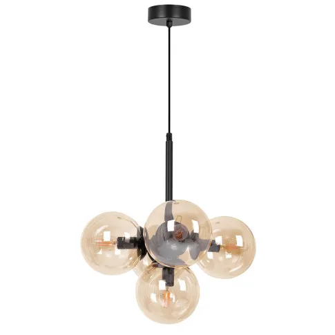 Bursztynowa pięciopunktowa szklana lampa sufitowa  A689-Zerta