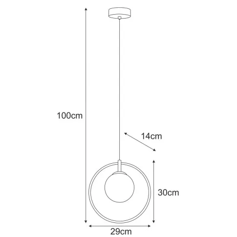 Rysunek z wymiarami lampy A691-Zera