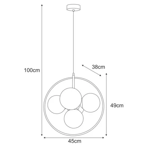 Rysunek z wymiarami lampy A690-Zera