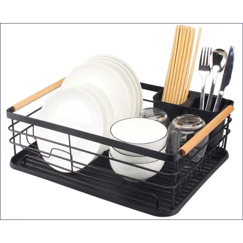 Czarna suszarka na naczynia i sztućce Flegris 15X