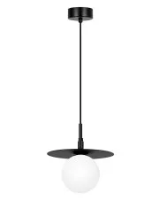 Czarna lampa wisząca szklana kula z metalowym dyskiem - A692-Erga w sklepie Edinos.pl