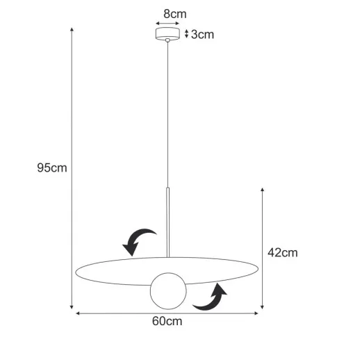 Rysunek z wymiarami lampy A695-Erga