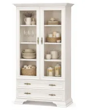 Biały klasyczny regał z witryną - Mefir 16X w sklepie Edinos.pl