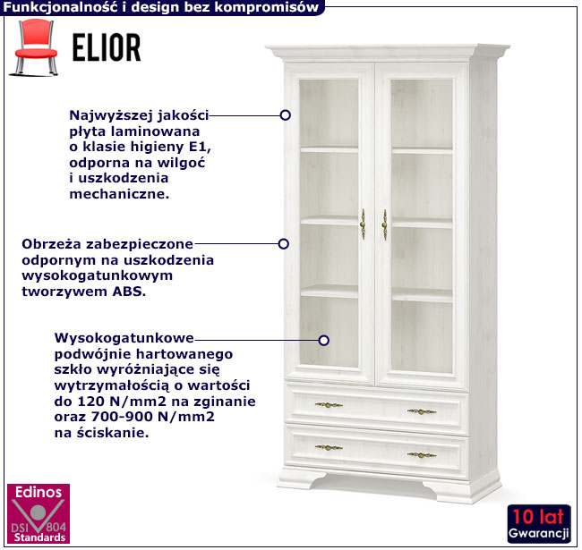 Biały regał ze szklanym frontem Fiorino 