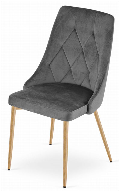 Ciemnoszare welurowe krzesło metalowe tapicerowane Solva