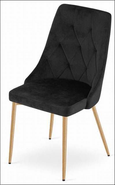 Czarne welurowe krzesło metalowe tapicerowane Solva